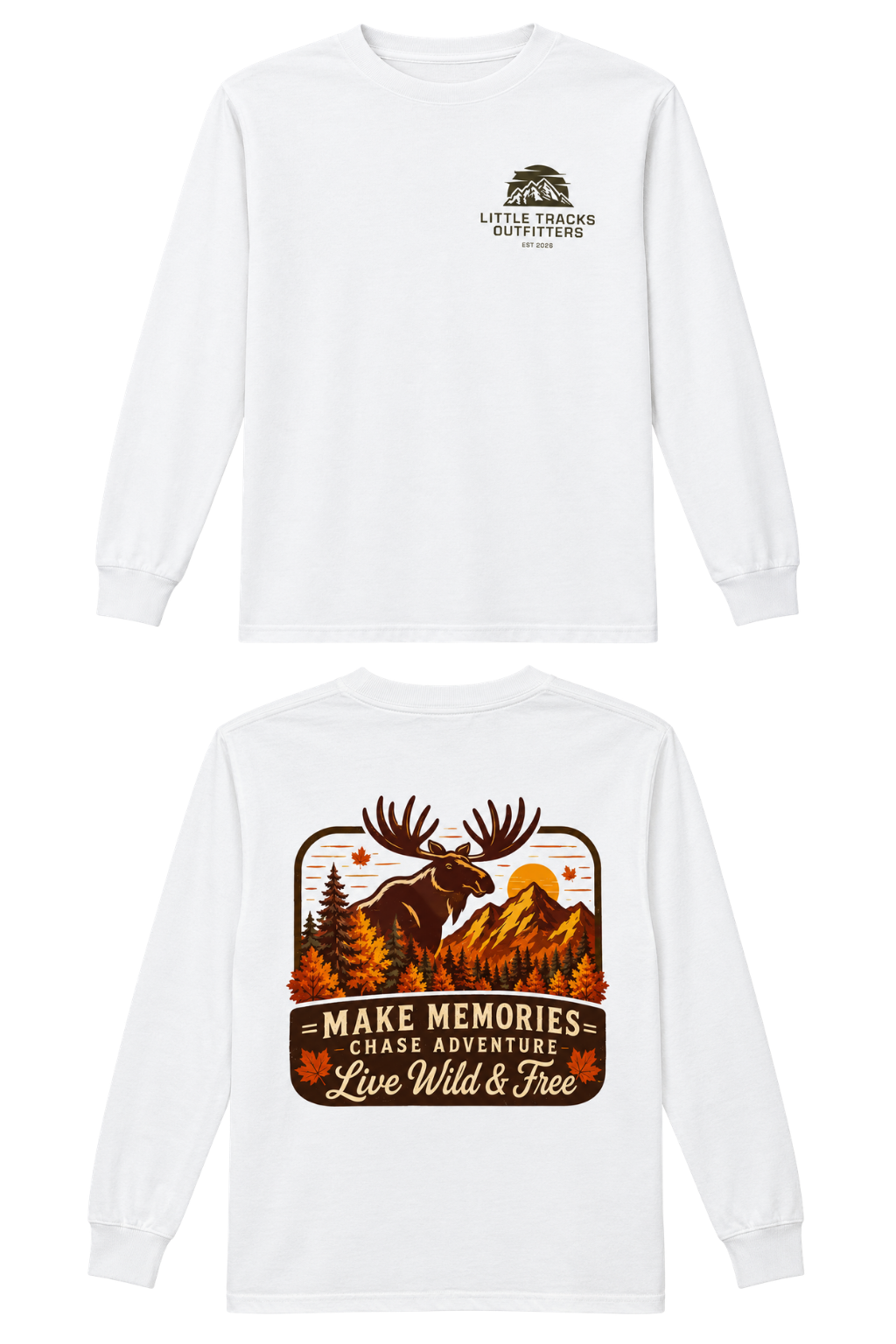 Long Sleeve Making Memories Moose White