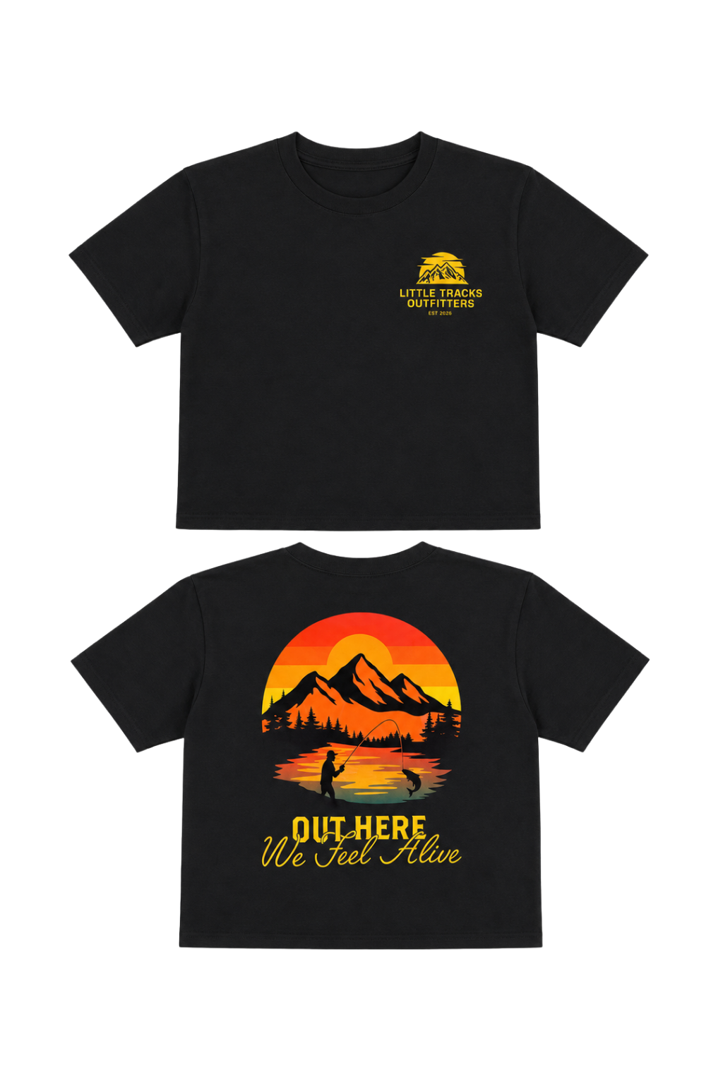 Kids Outdoor Graphic T-Shirt | Out Here We Feel Alive