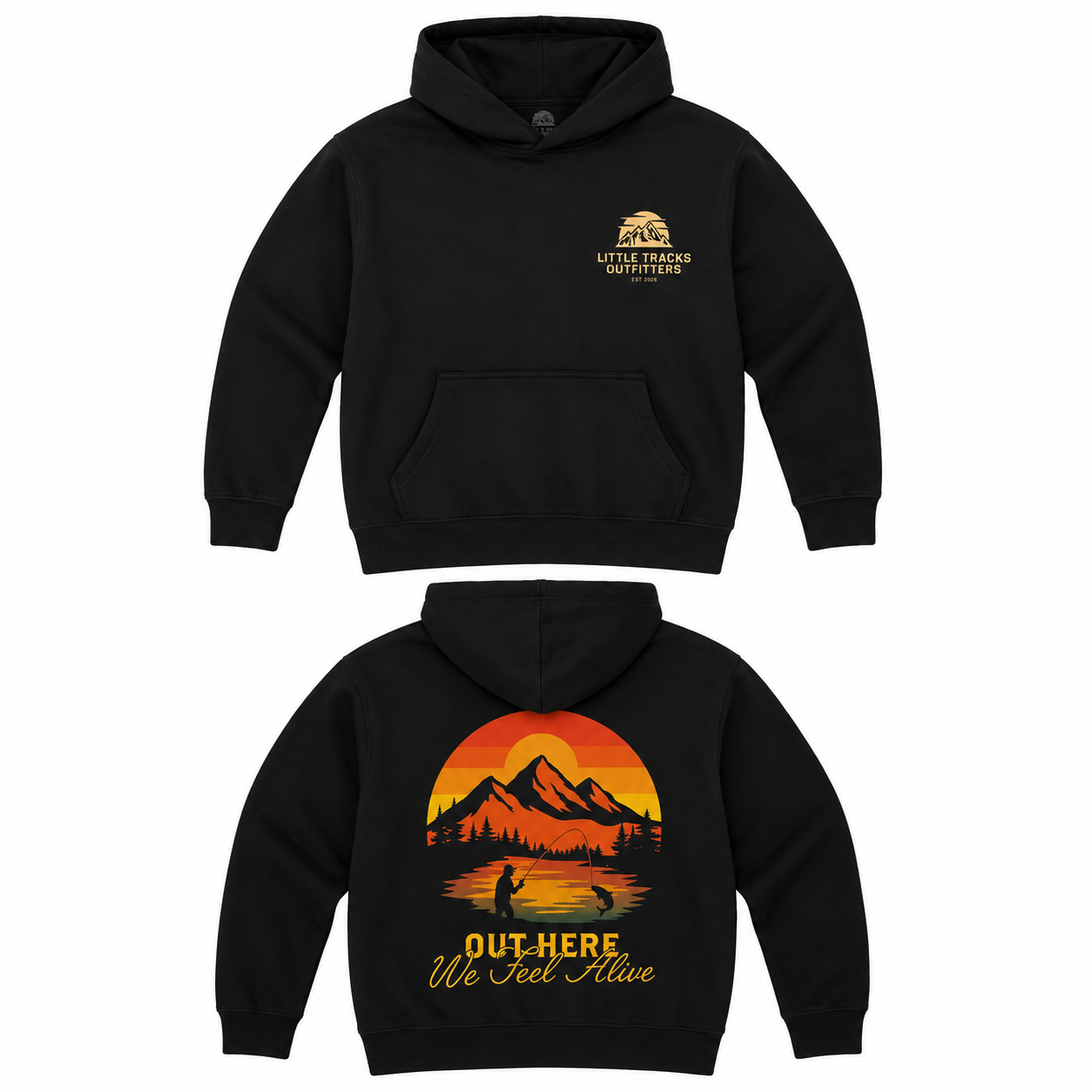 Kids Outdoor Fleece Hoodie | Out Here We Feel Alive