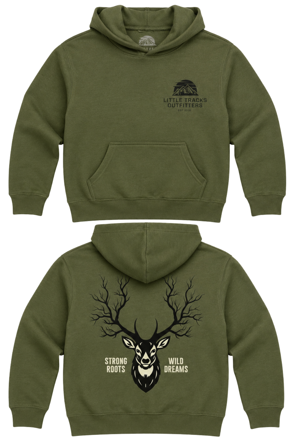 Kids Outdoor Fleece Hoodie | Strong Roots Wild Dreams