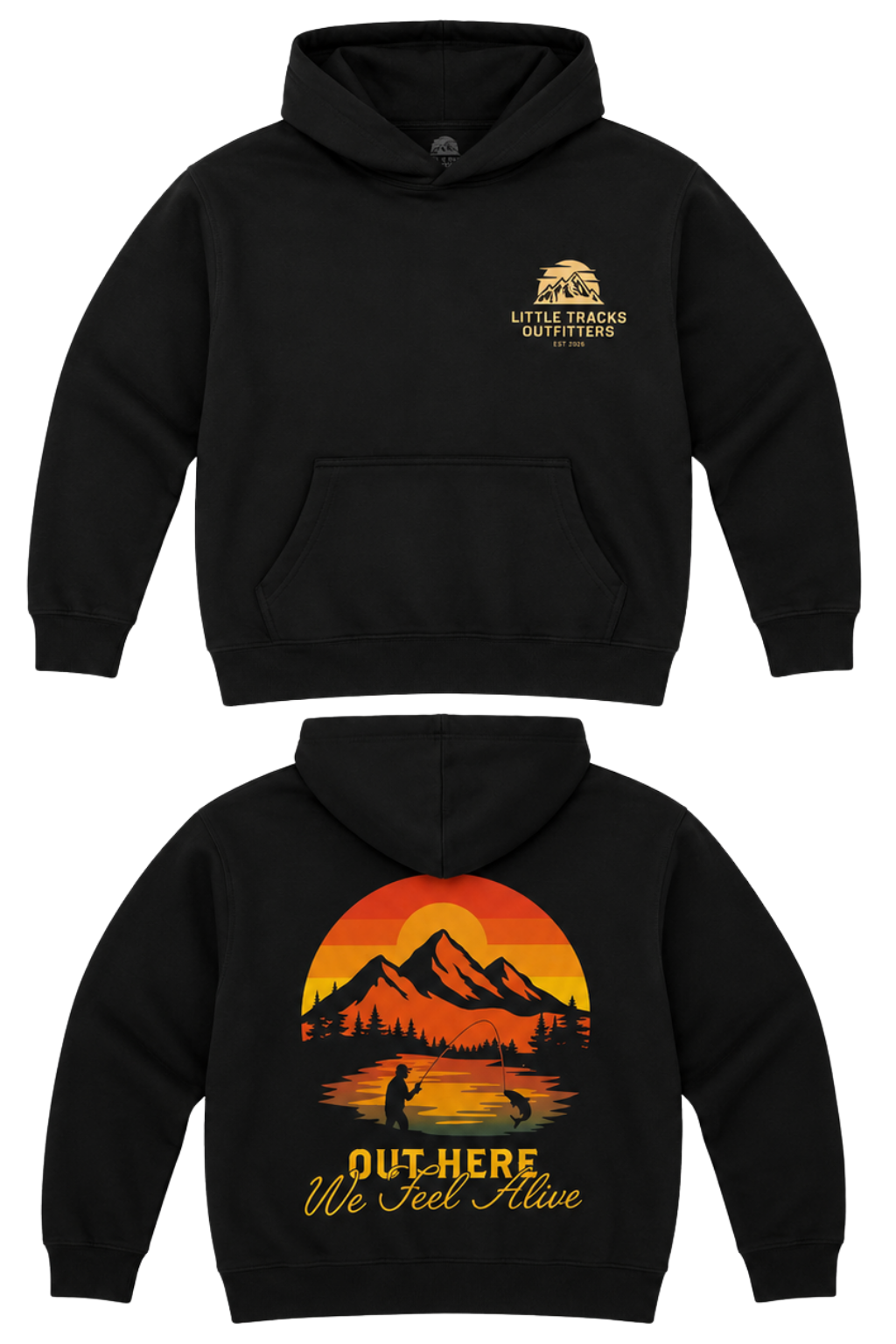 Kids Outdoor Fleece Hoodie | Out Here We Feel Alive